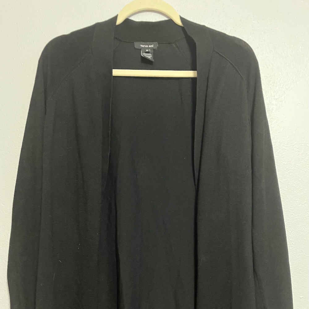 Verve Ami long open cardigan sweater Size M, Black